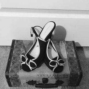 Dressy Black and White Slingback Sandals